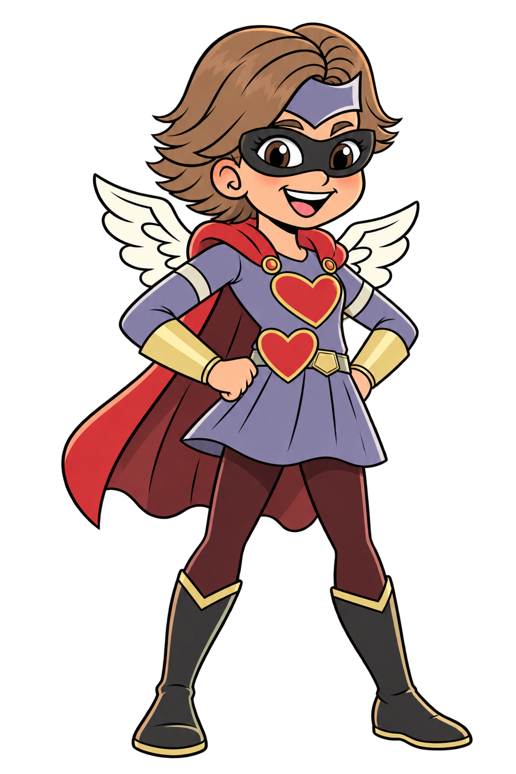 Love, a winged superhero with heart emblems and a red cape